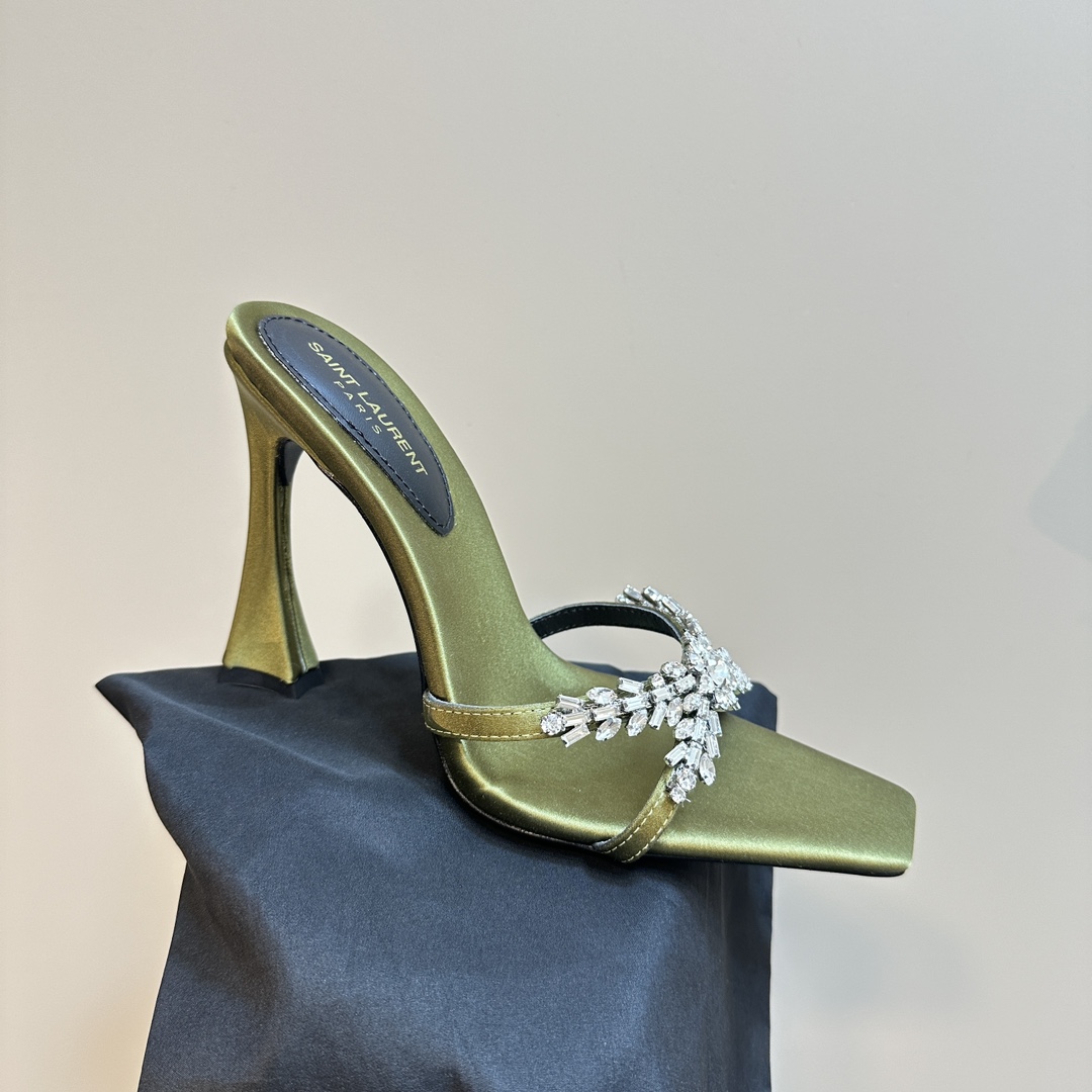 YSL 25ss/Spring and Summer New Runway Style Large Rhinestone High Heels Heel Height: 10.5cm Sandals Size: 35-39 (40 can be customized and not returned)