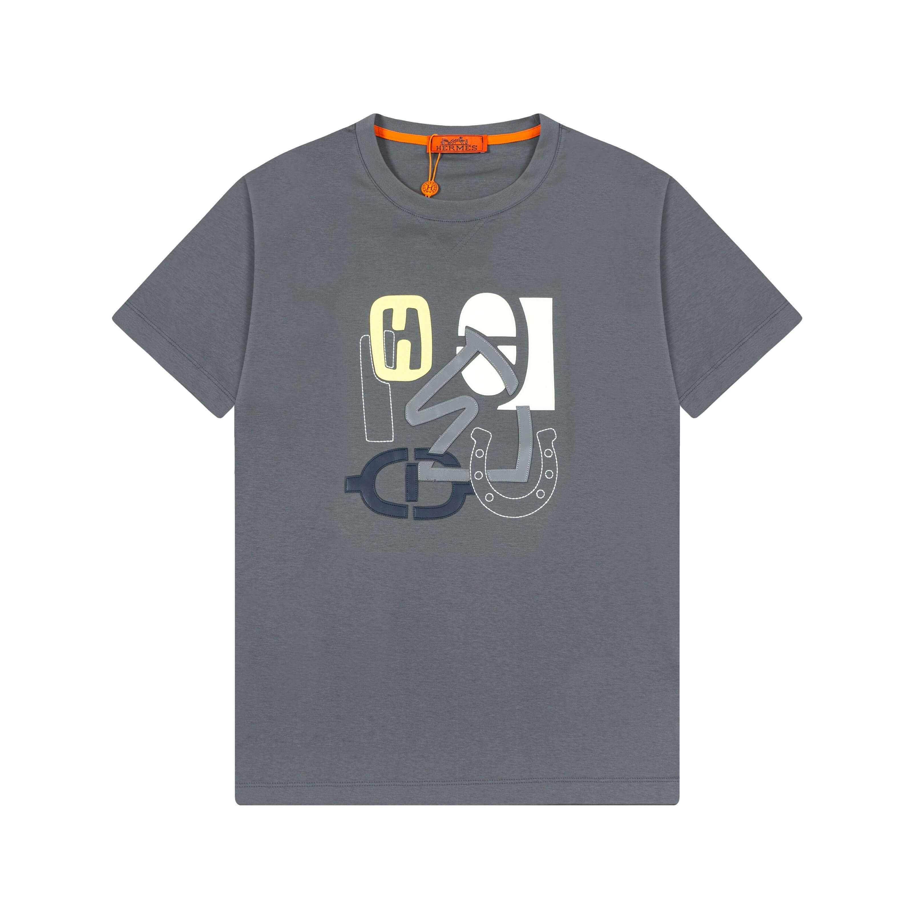 Leather Patch Embroidery T-Shirt