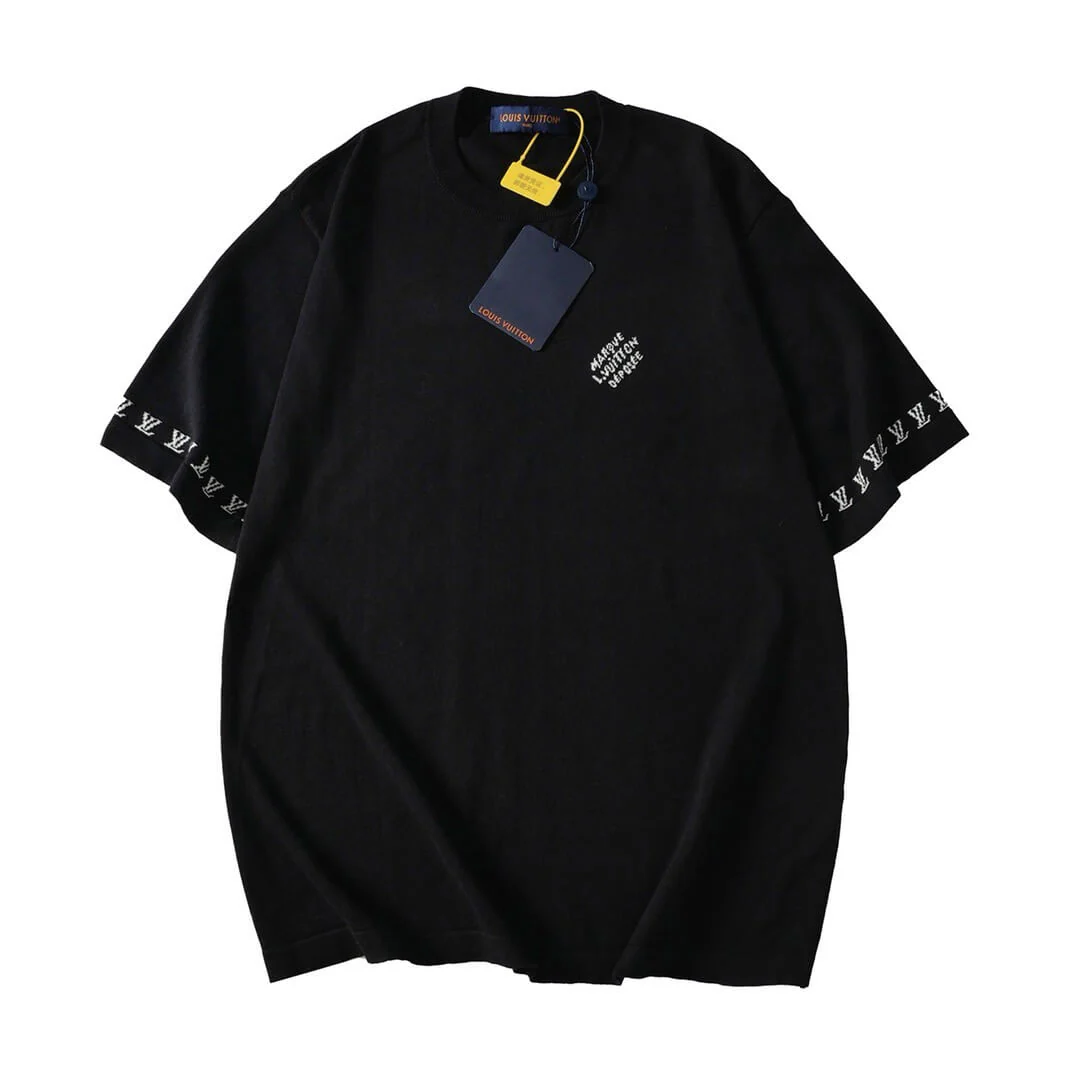 Letter Sleeve Knit T Shirt